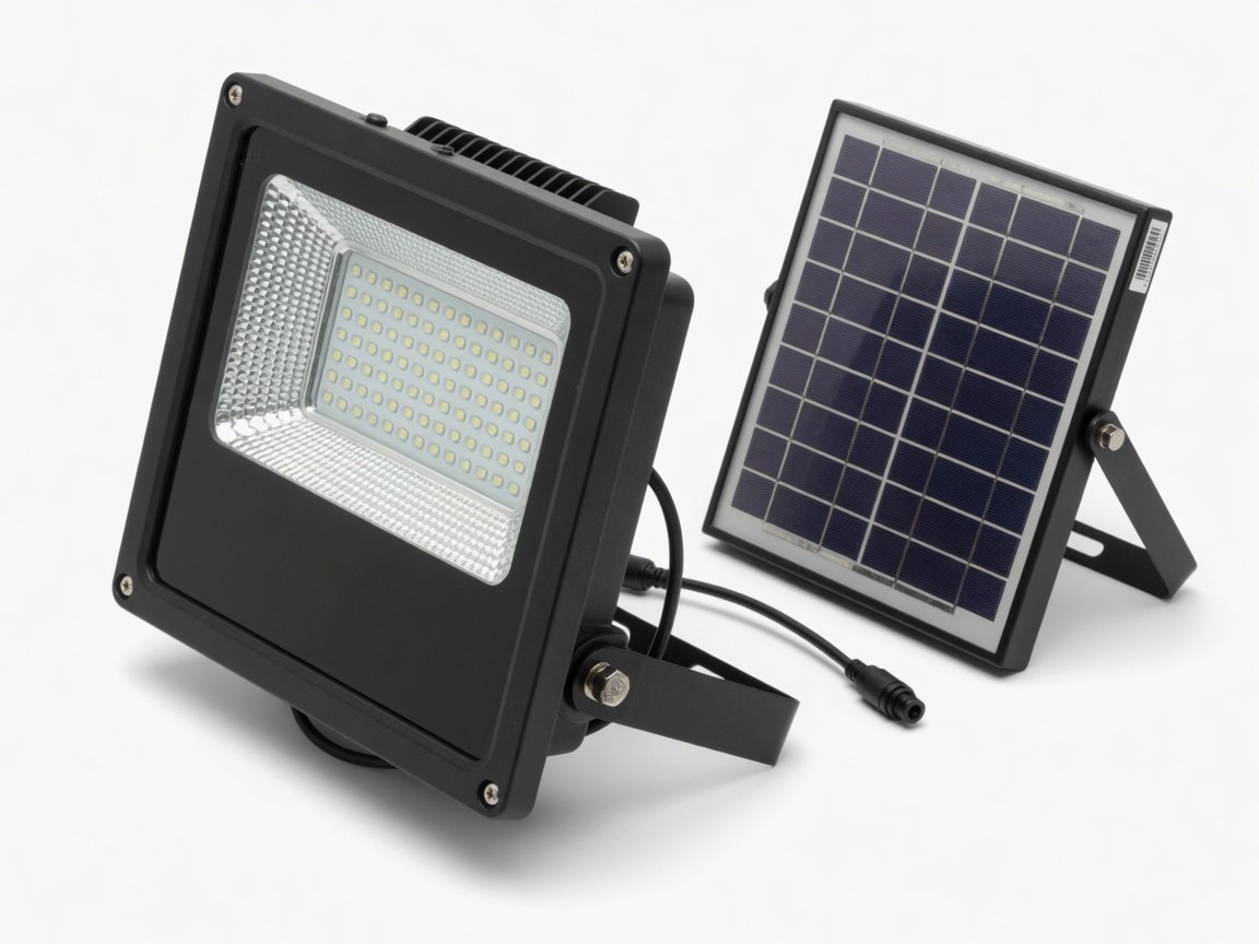 100W solar floodlight with panel Kenya side view